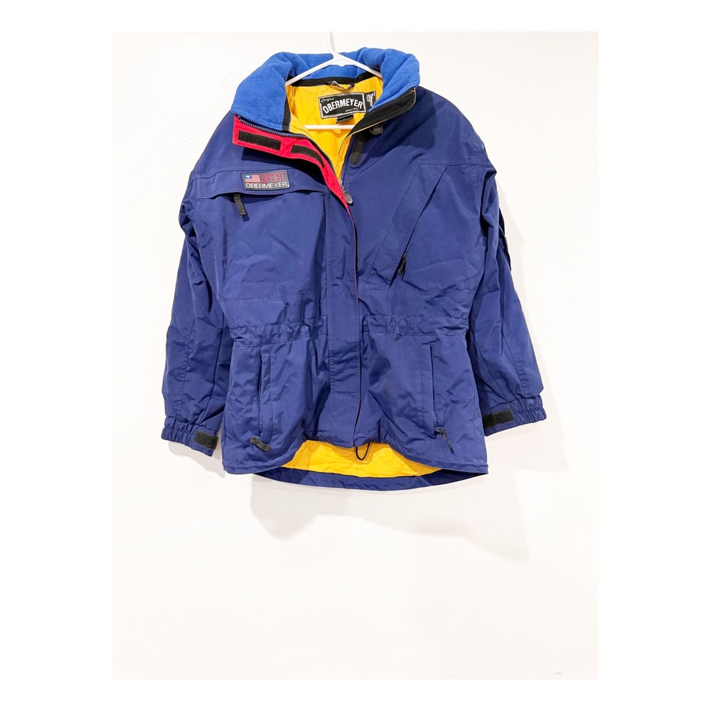 Obermeyer Sport Vintage Blue Yellow Red Insulated Ski Jacket Womens 12